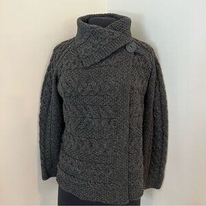 Aran Mór Ireland Merino Wool Cable Knit Sweater Women’s M Charcoal Gray